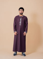 Emir Maroon and White Embroidered