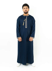 Emir Navy Blue Embroidered