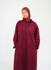 Her Maroon Hooded Suede
