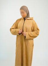 Her Beige Hooded Suede