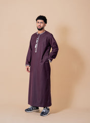Emir Maroon and White Embroidered