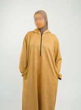 Her Beige Hooded Suede