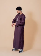 Emir Maroon and White Embroidered