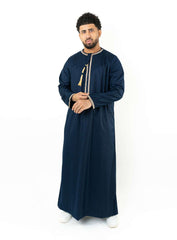 Emir Navy Blue Embroidered