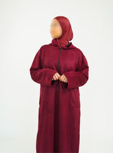 Her Maroon Hooded Suede