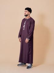 Emir Maroon and White Embroidered