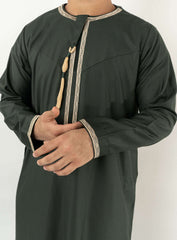 Emir Forest Green and Gold Embroidered