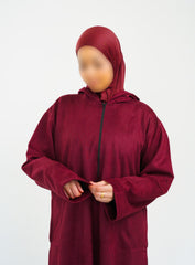 Her Maroon Hooded Suede