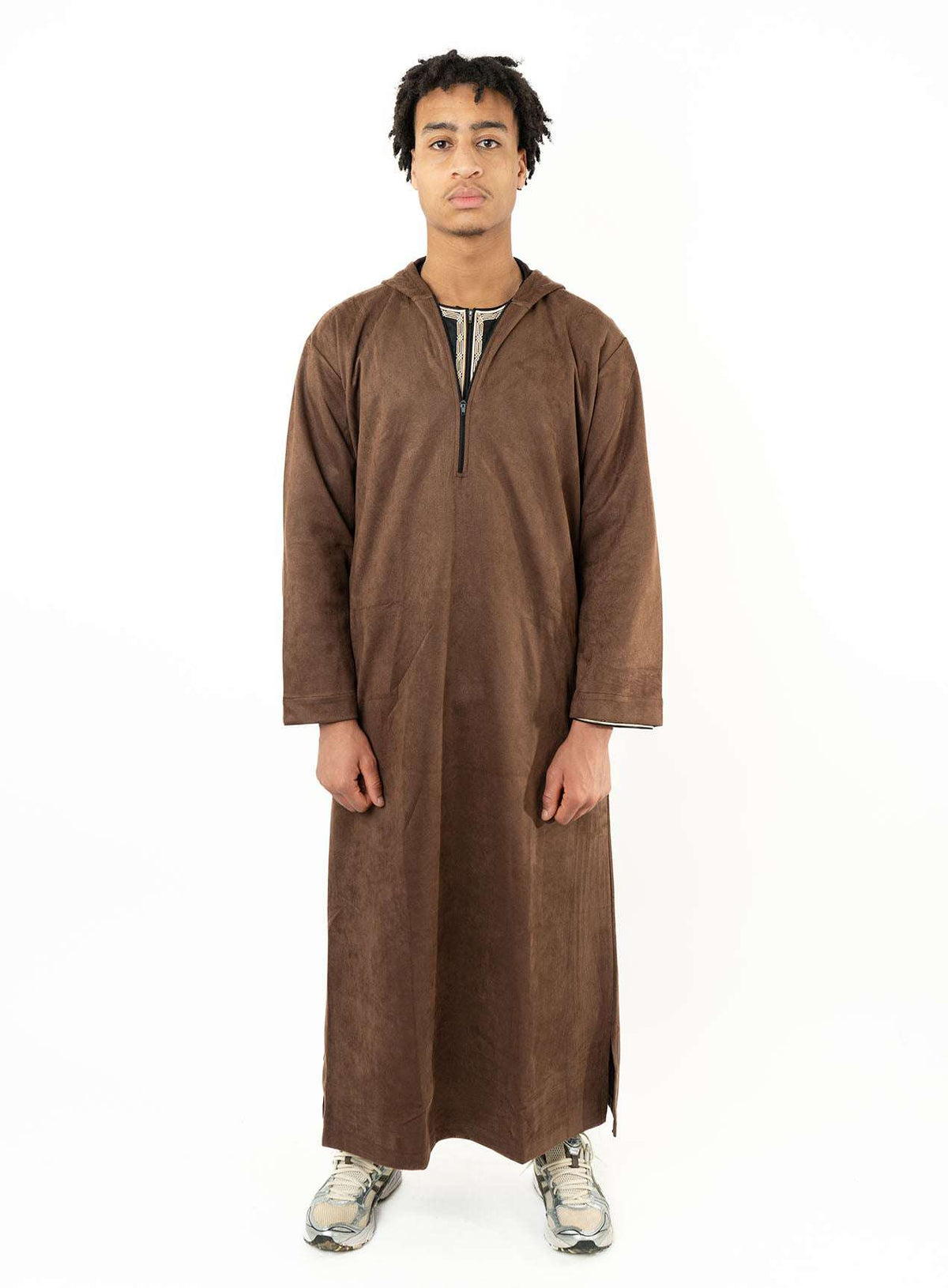 Brown Hooded Suede