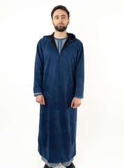 Blue Hooded Suede