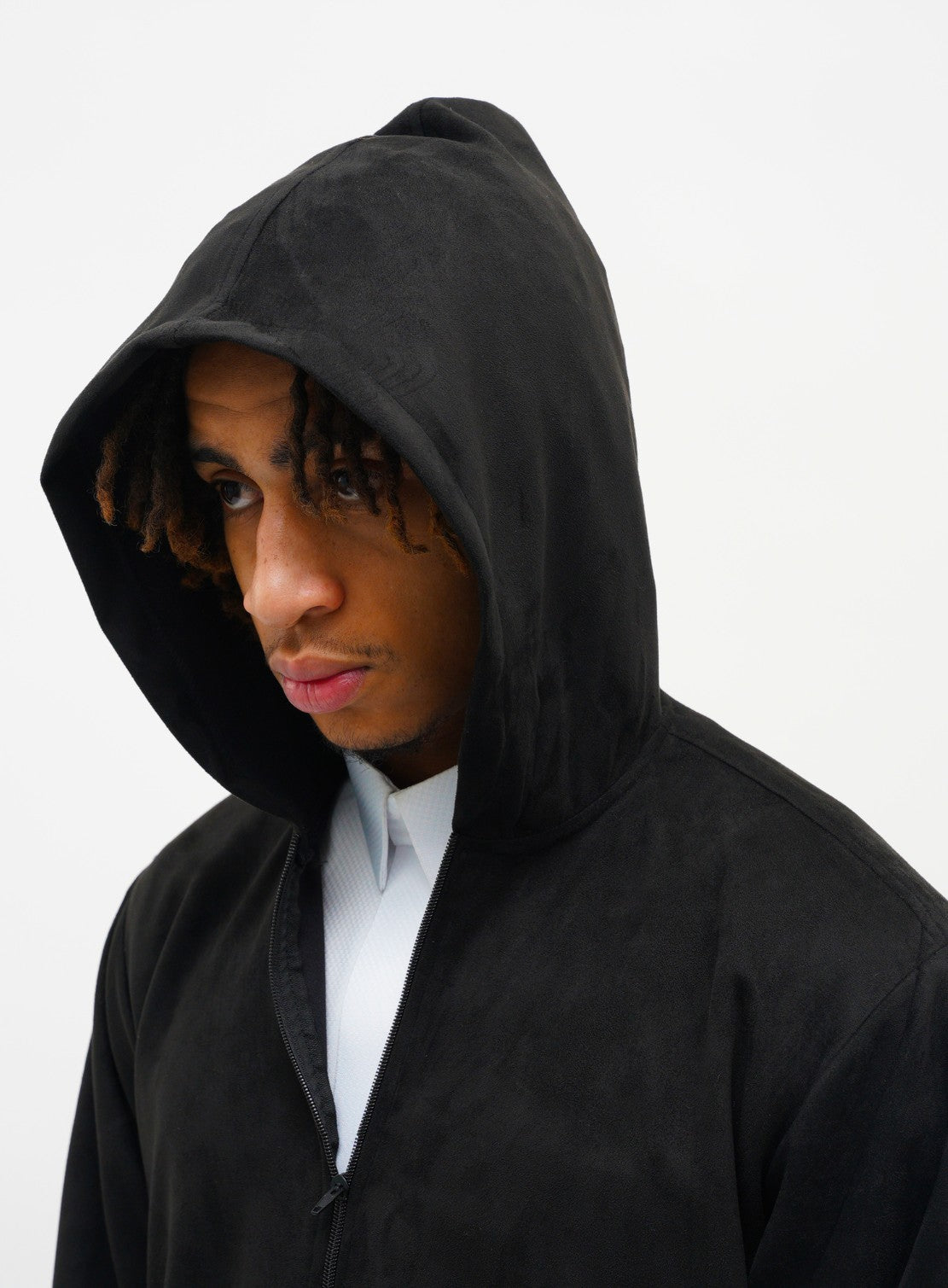 Black Hooded Suede