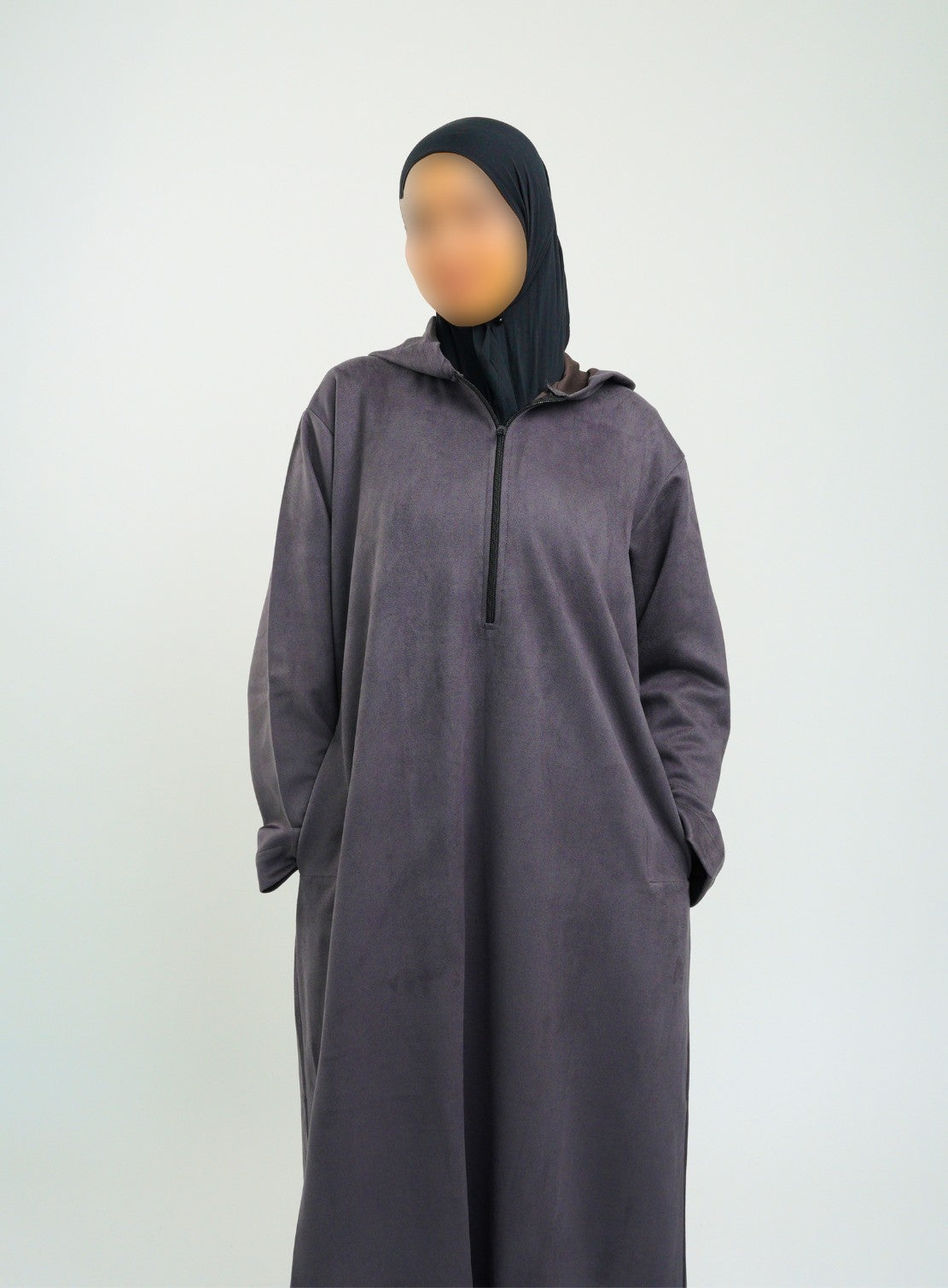 Her Dark Grey Hooded Suede