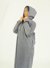 Her Light Grey Hooded Suede