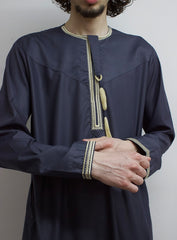 Royal Sapphire Grey Embroidered Omani