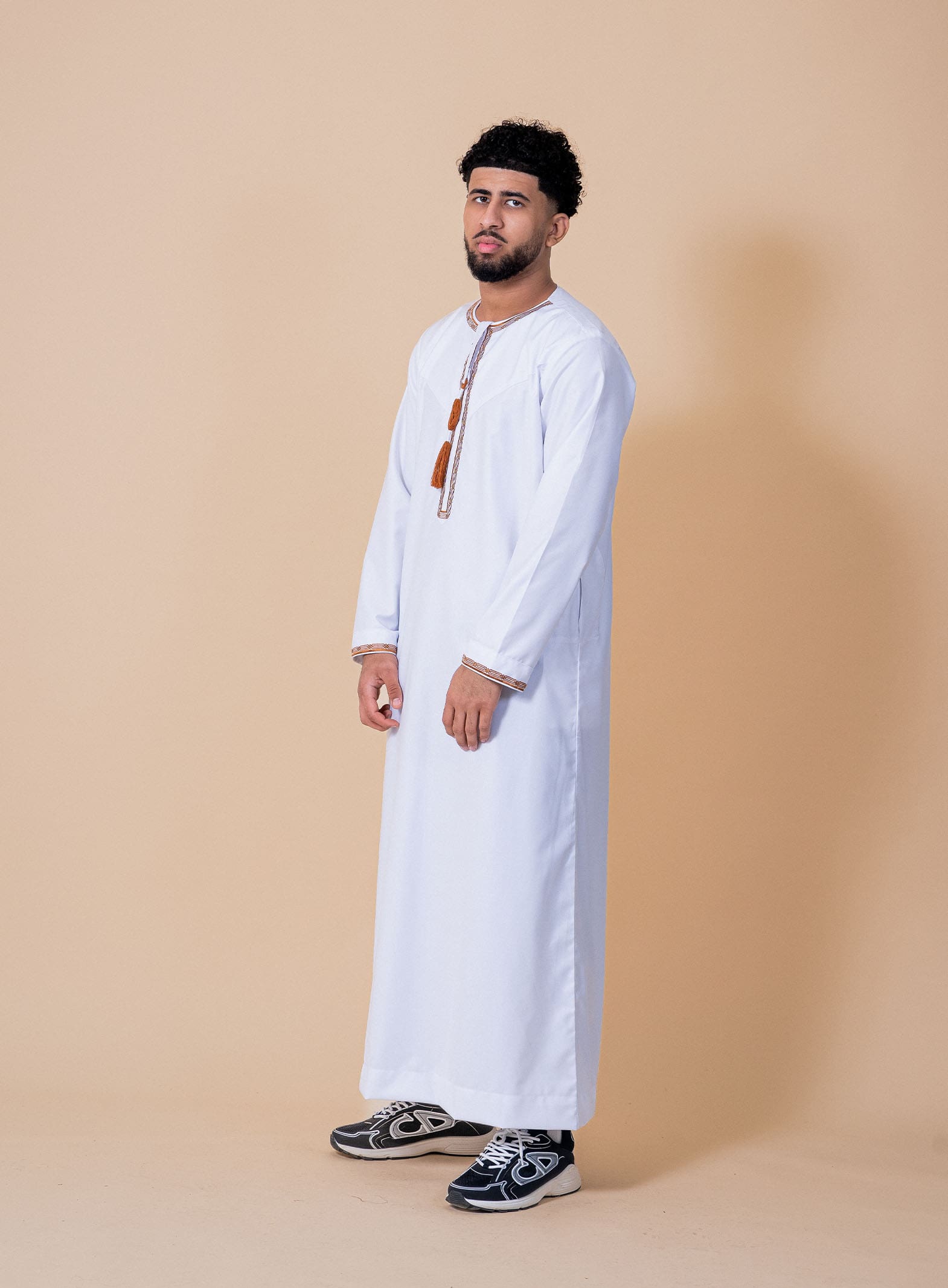 Emir White and Ginger Embroidered