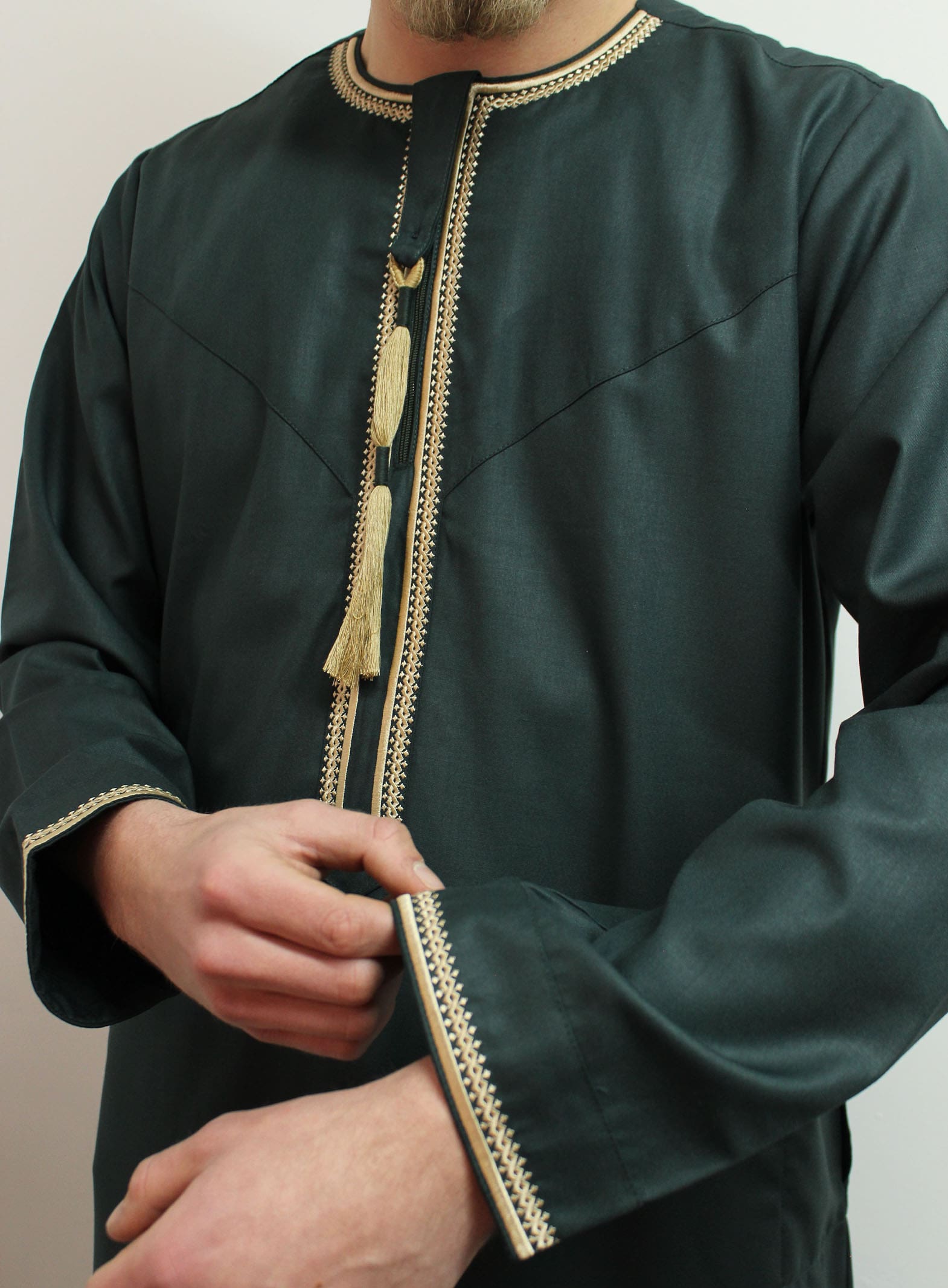 Royal Emerald Green Embroidered Omani