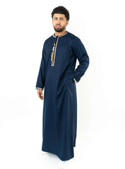Emir Navy Blue Embroidered