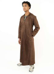 Brown Hooded Suede