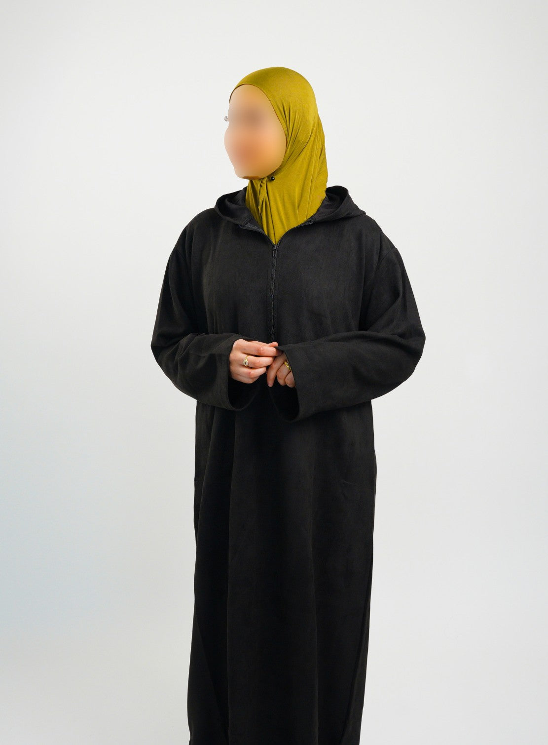 Her Black Hooded Suede