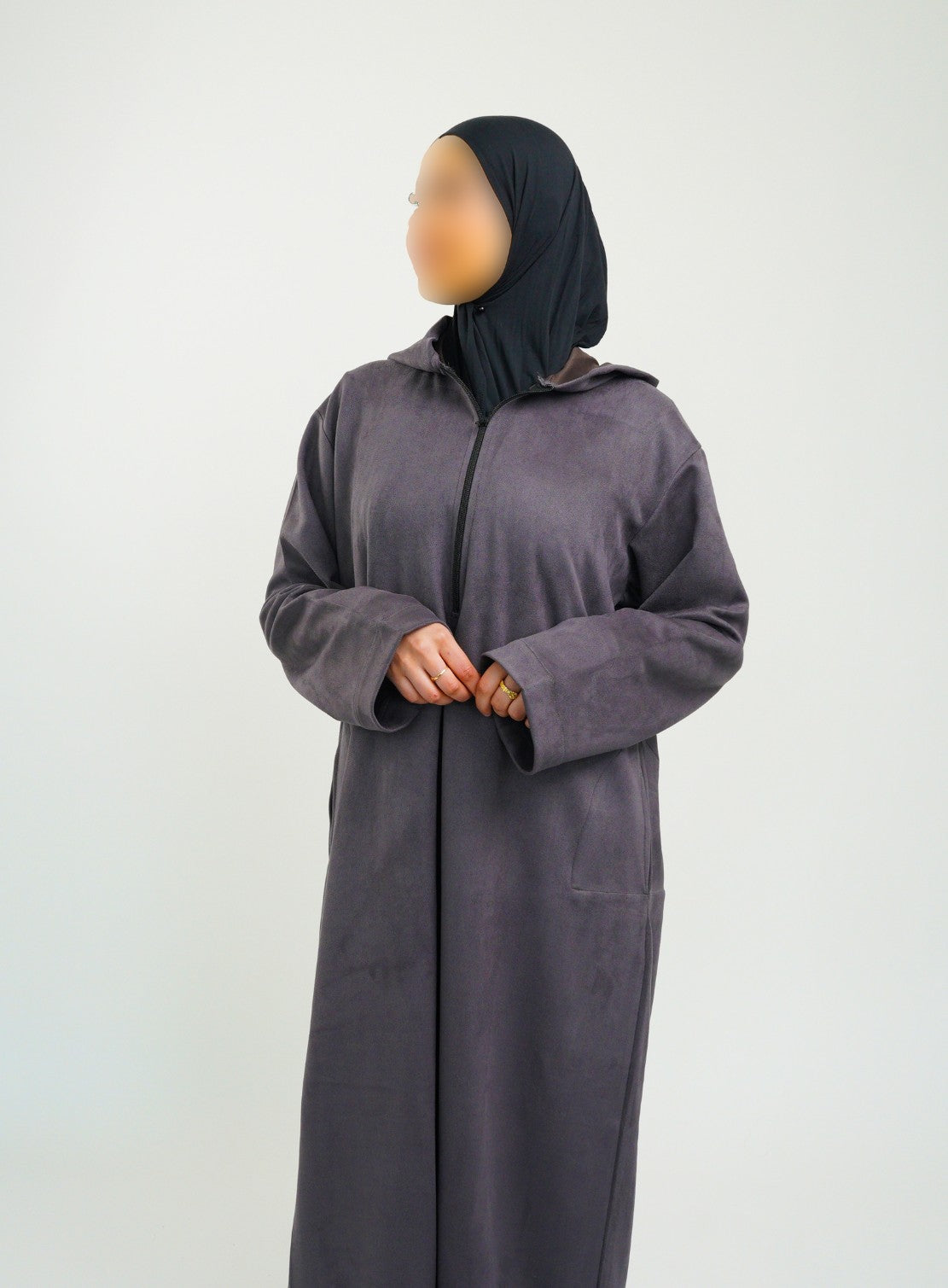 Her Dark Grey Hooded Suede