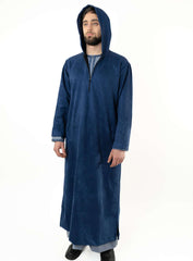 Blue Hooded Suede