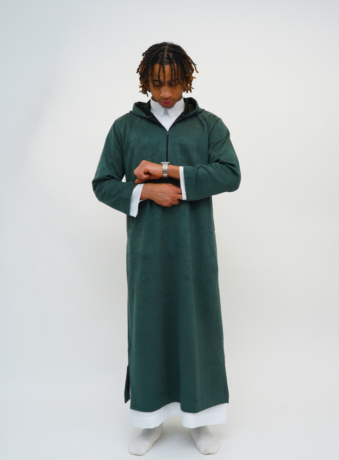 Emerald Green Hooded Suede