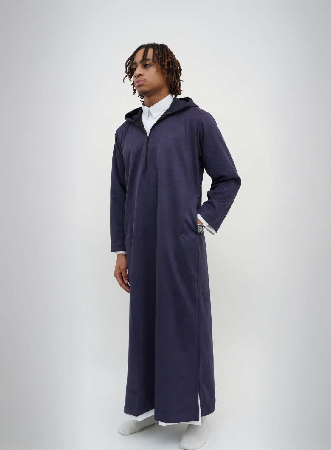 Stone Purple Hooded Suede