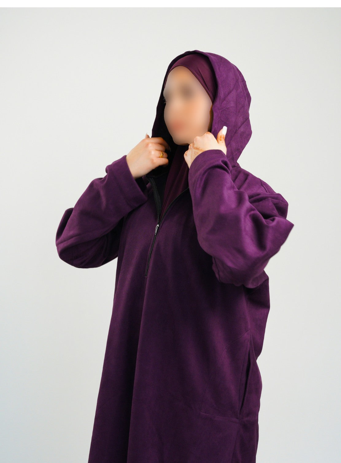 Her Midnight Purple Hooded Suede