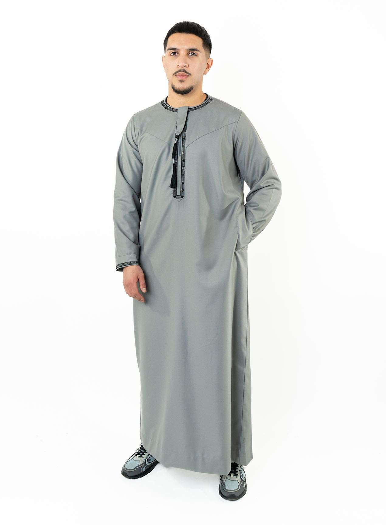 Emir Grey and Black Embroidered