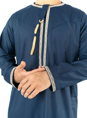 Emir Navy Blue Embroidered