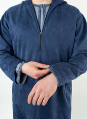 Blue Hooded Suede