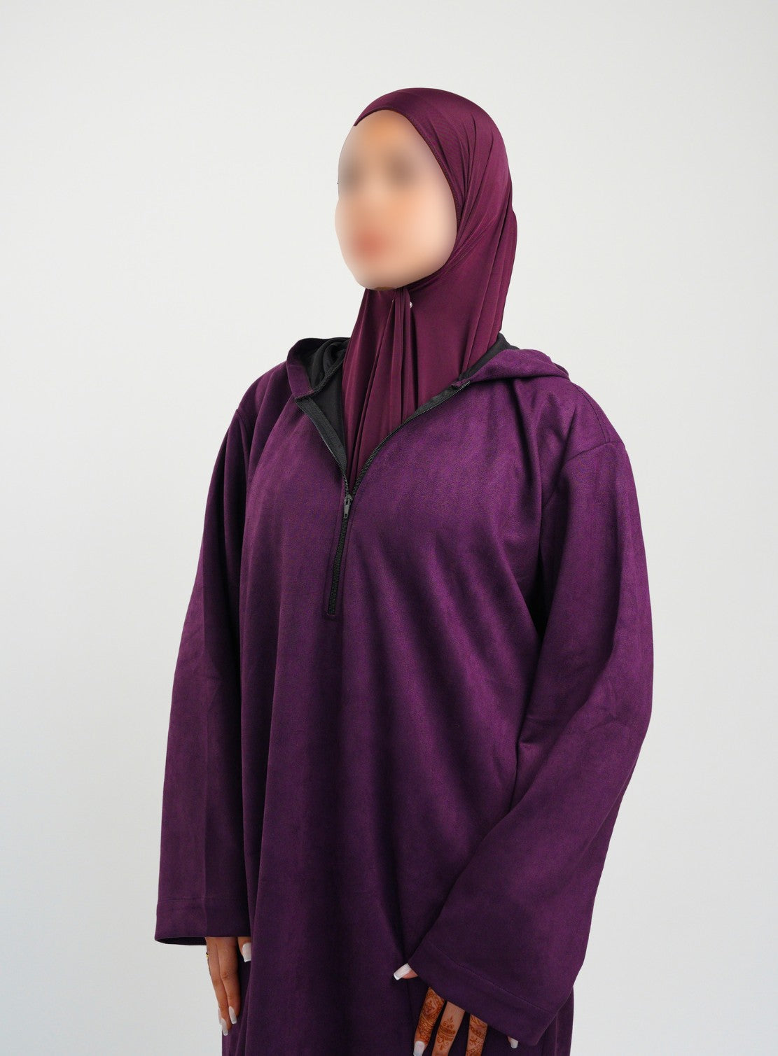 Her Midnight Purple Hooded Suede