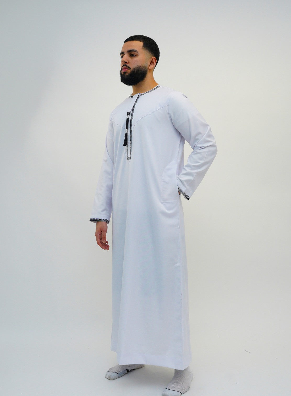 Emir White and Black Embroidered