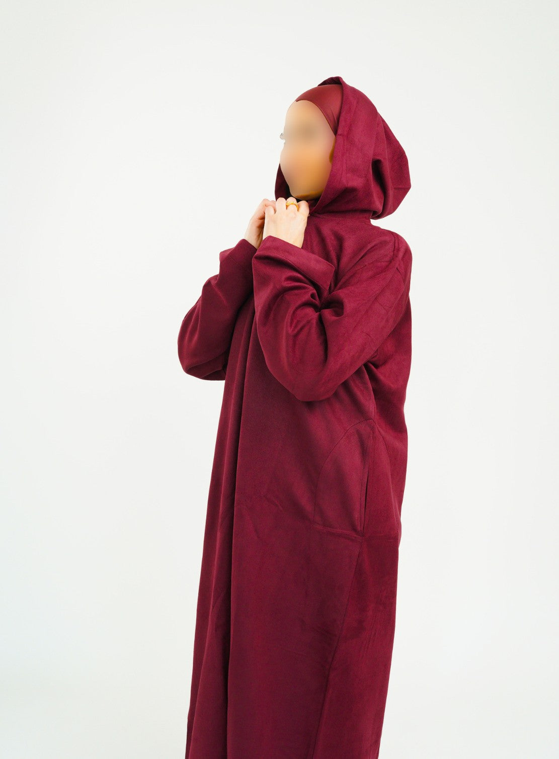 Her Maroon Hooded Suede