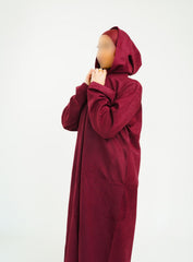Her Maroon Hooded Suede