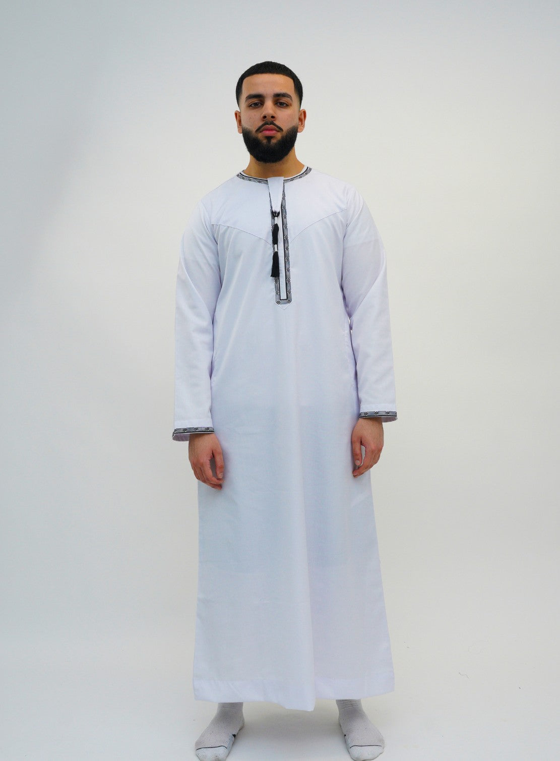 Emir White and Black Embroidered