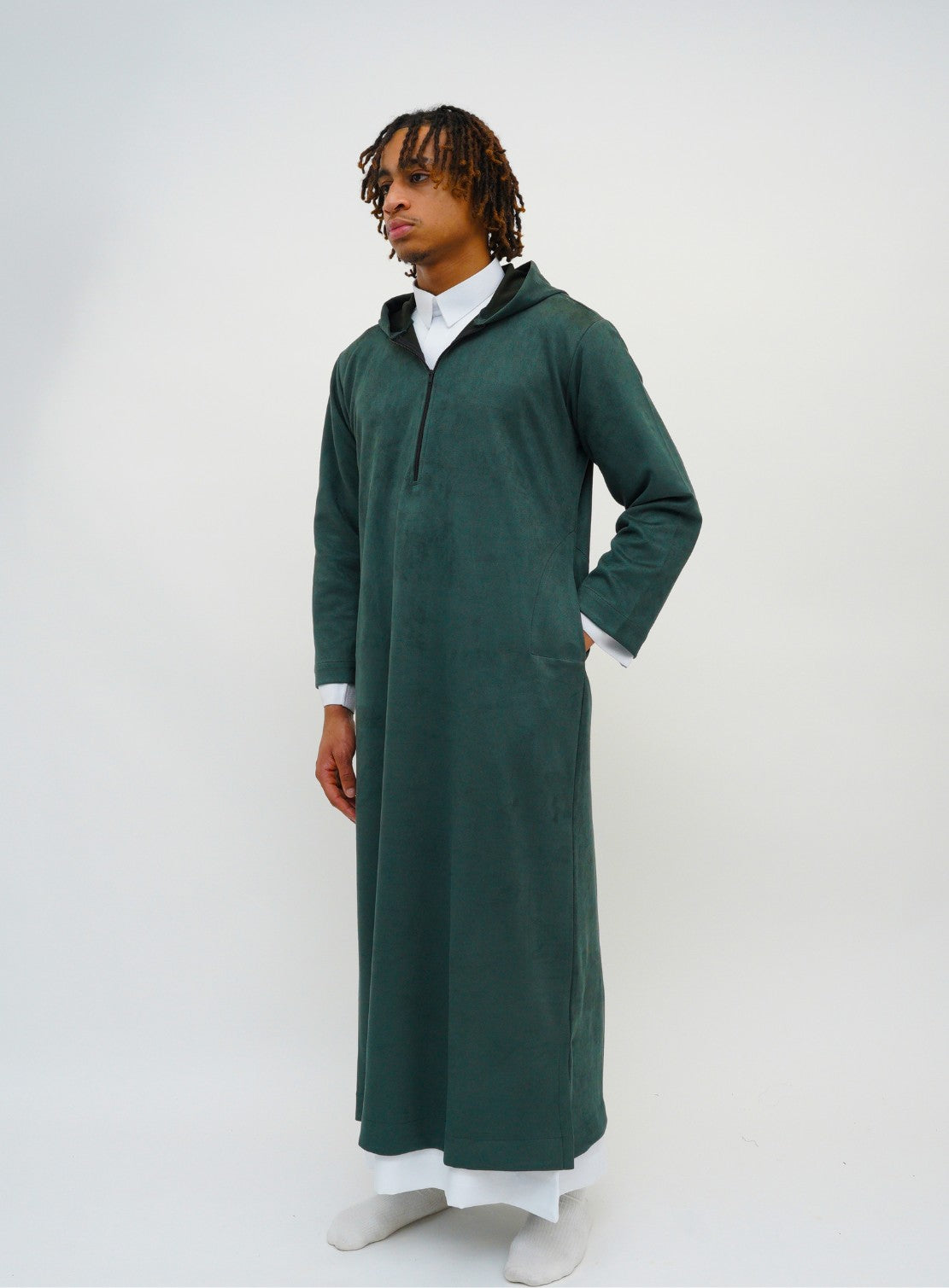 Emerald Green Hooded Suede