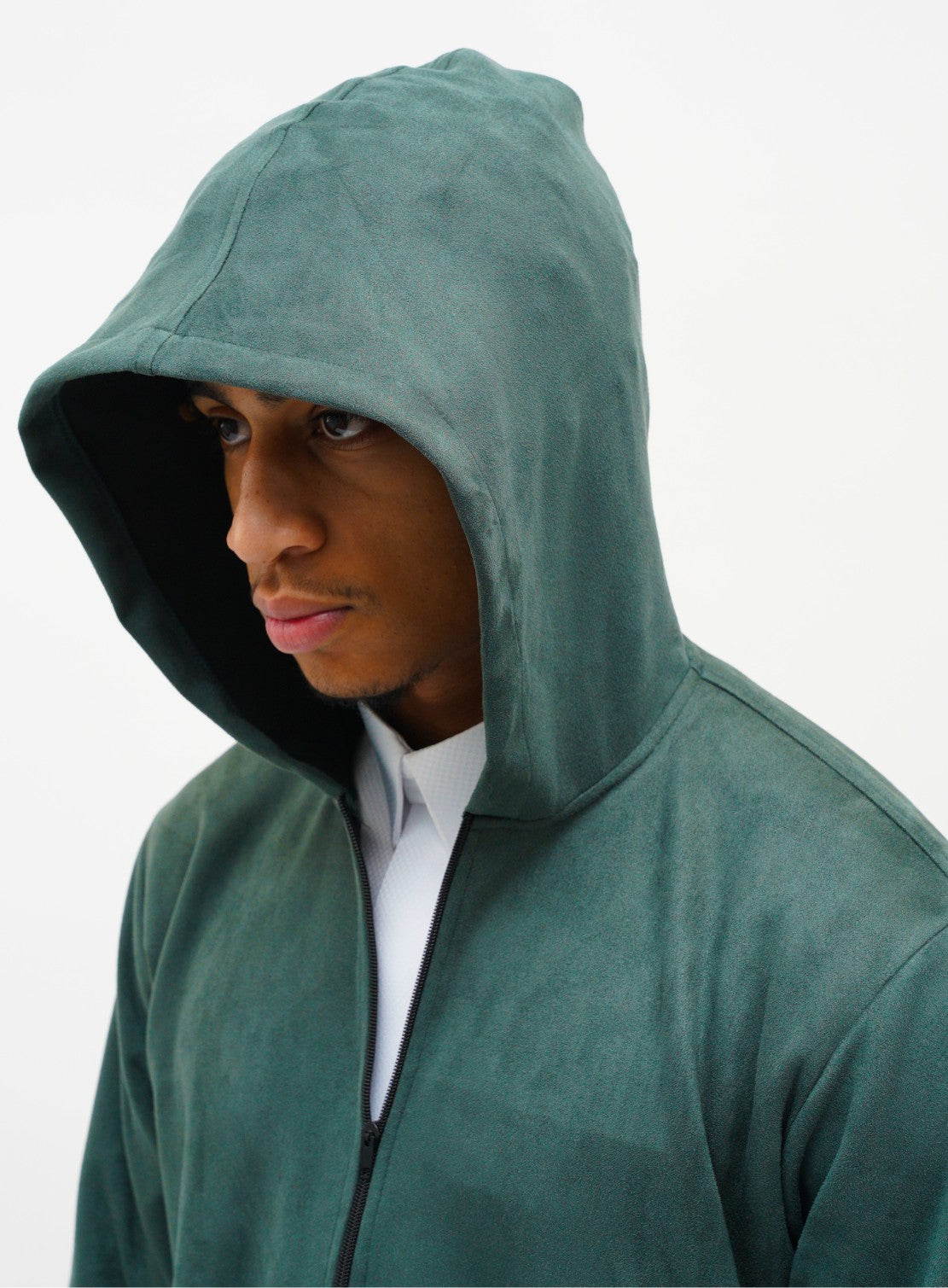 Emerald Green Hooded Suede