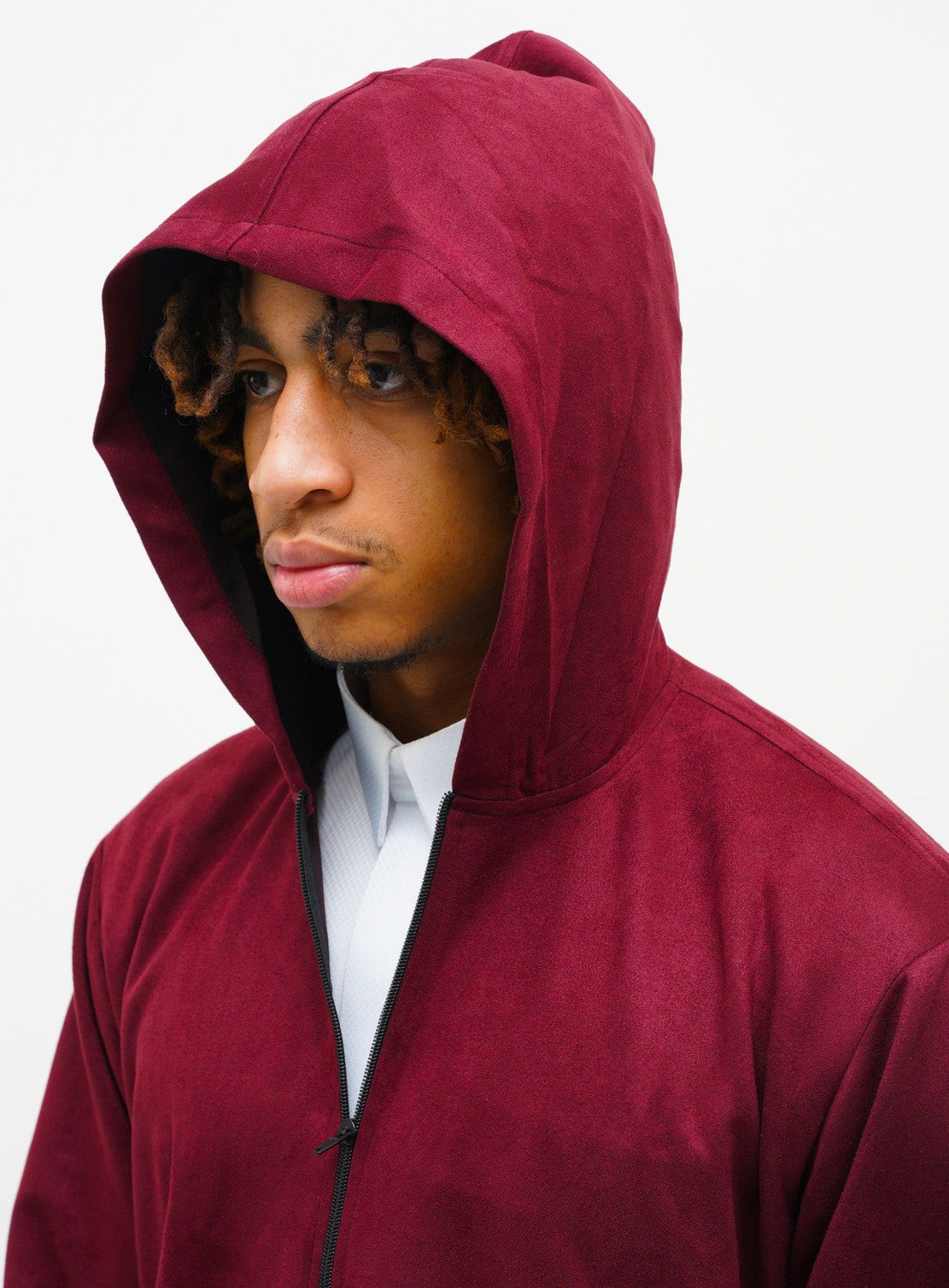 Maroon Hooded Suede