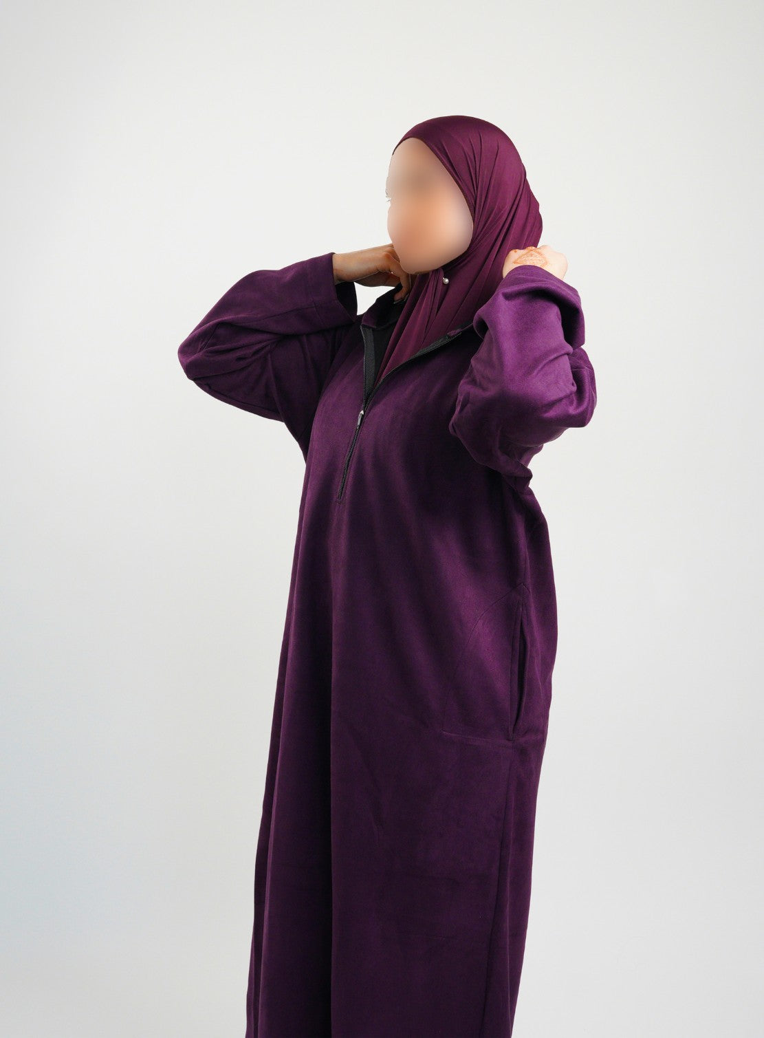 Her Midnight Purple Hooded Suede