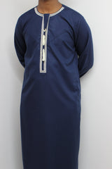 Royal Navy Blue Embroidered Omani - YunesThobes