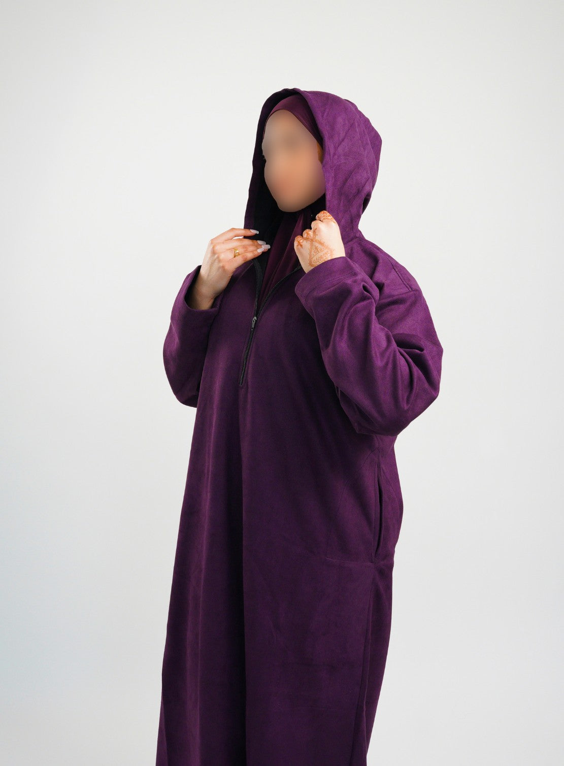 Her Midnight Purple Hooded Suede